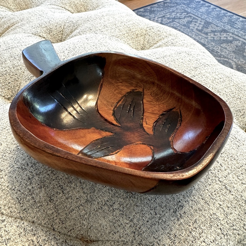 Vintage Mid-Century Carved Wood Bowl